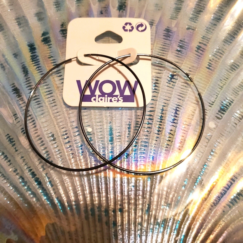 Claire's Black Hoop Earrings